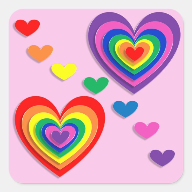 Rainbow hearts stickers (Front)