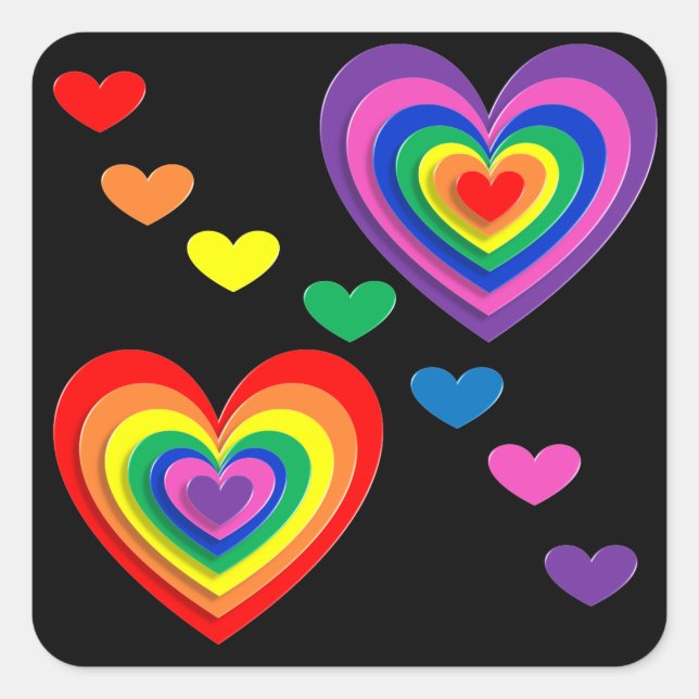 Rainbow hearts stickers (Front)