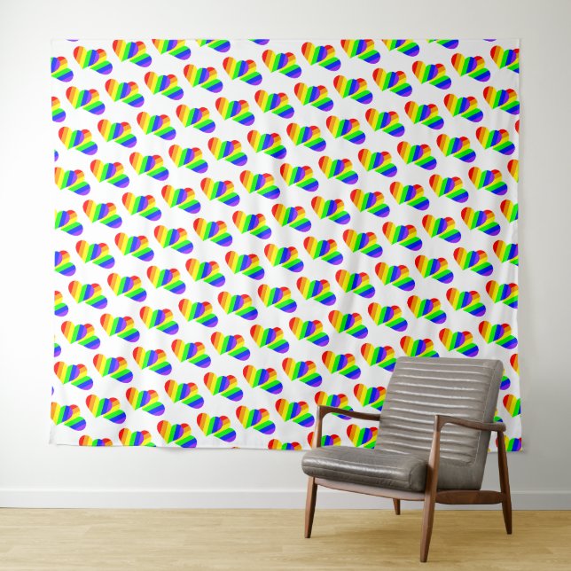 Rainbow Hearts Tapestry (In Situ (Horizontal))