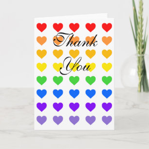 Rainbow Hearts  Thank You Card