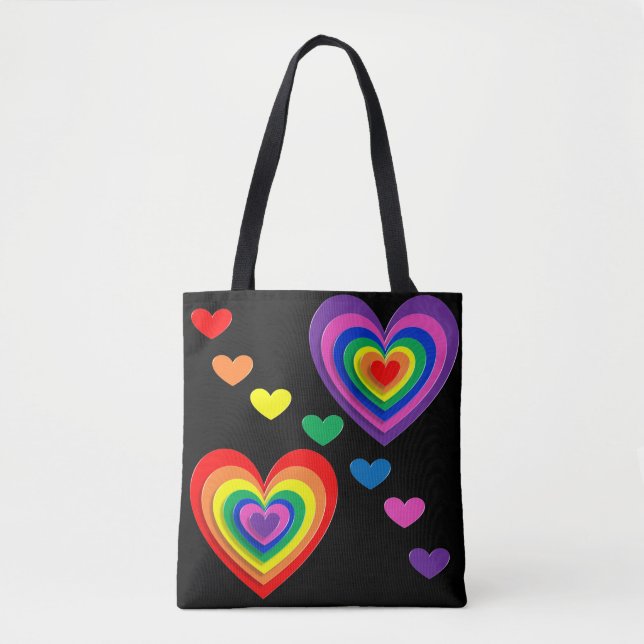 Rainbow hearts tote bag (Front)