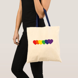 Rainbow Hearts Tote Bag