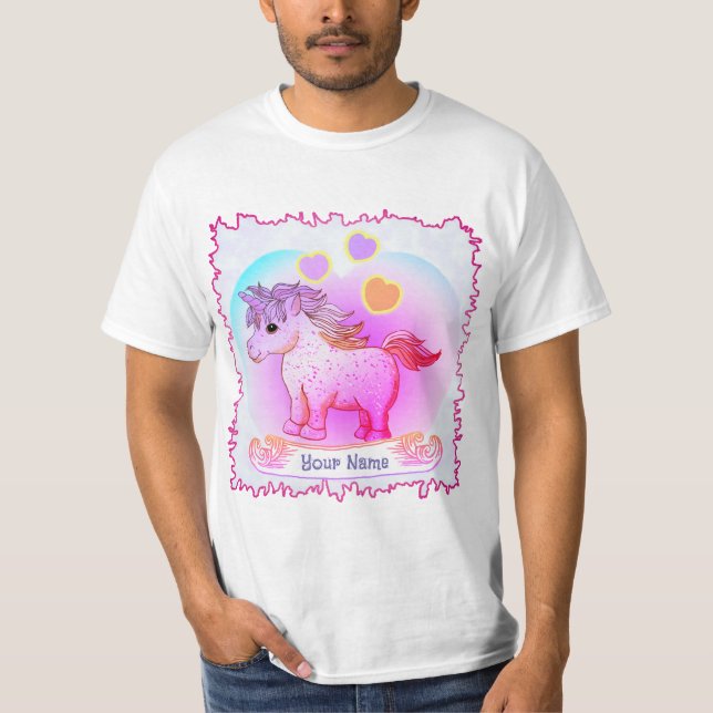 Rainbow Hearts Unicorn  T-Shirt (Front)