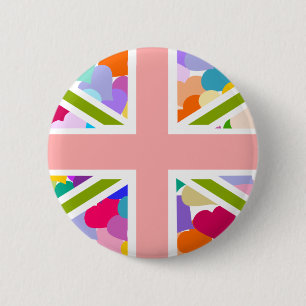 Rainbow Hearts Union Jack 6 Cm Round Badge