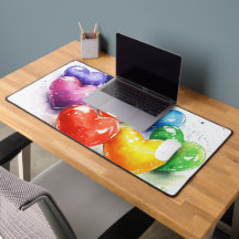 Rainbow Hearts Watercolour Digital Art