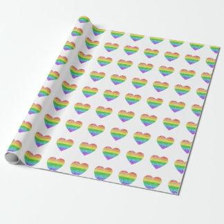 Rainbow hearts wrapping paper