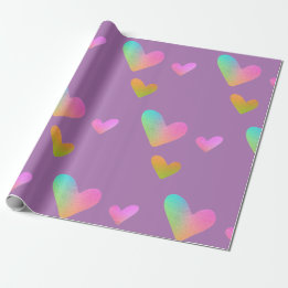 Rainbow Hearts Wrapping Paper