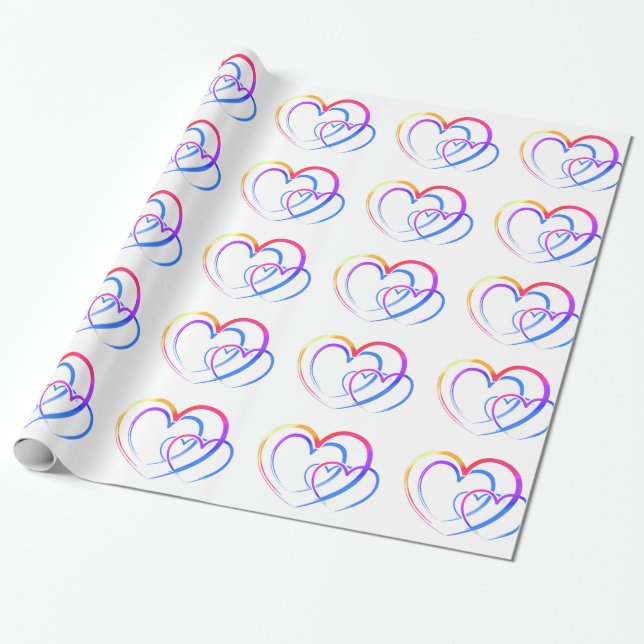 Rainbow hearts wrapping paper (Unrolled)