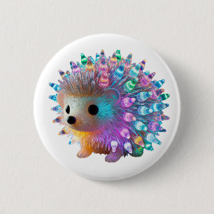 Rainbow Hedgehog Delight 6 Cm Round Badge