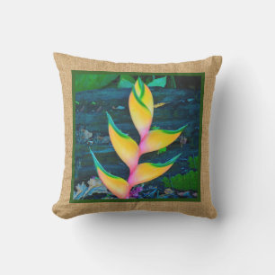Rainbow Heliconia Hawaiian Reversible Outdoor Outdoor Cushion