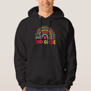 Rainbow Hello 2nd Grade Back To School Second Grad Hoodie