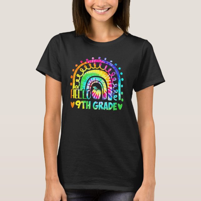 Rainbow Hello 9th Ninth Grade Back To School Teach T-Shirt (Front)