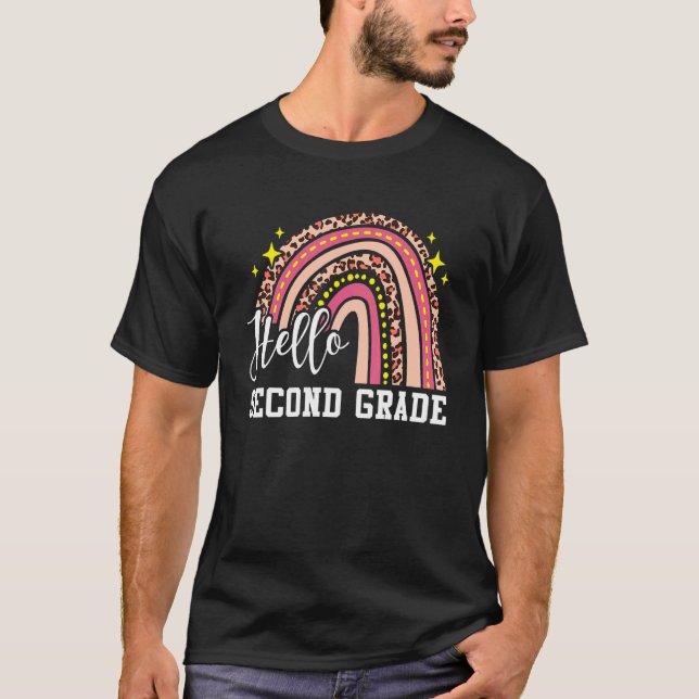 Rainbow Hello Second 2nd Grade Teacher First Day O T-Shirt (Front)