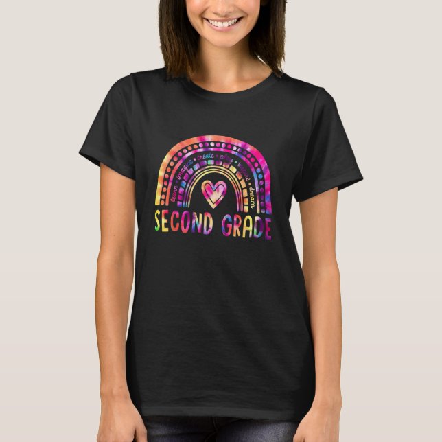 Rainbow Hello Second 2nd Grade Teacher First Day O T-Shirt (Front)