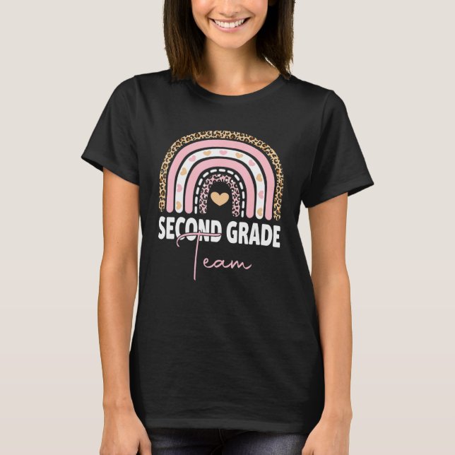 Rainbow Hello Second Grade Team 2nd Grade Squad Bo T-Shirt (Front)