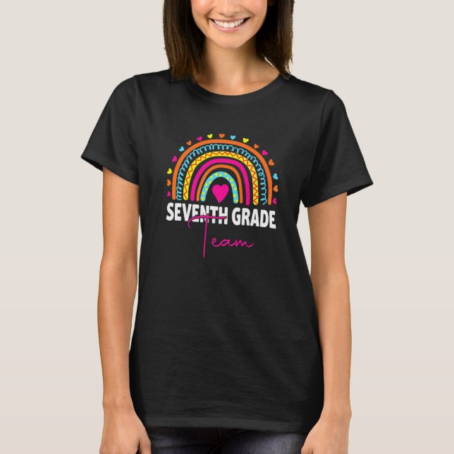 Rainbow Hello Seventh Grade Team  7th Grade Squad  T-Shirt (Front)