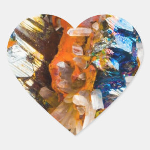 Rainbow Hematite Crystal  Heart Sticker