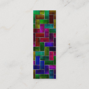 Rainbow Herringbone Brick Stained Glass Window Mini Business Card