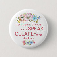 Rainbow hibiscus flower hard of hearing badge deaf