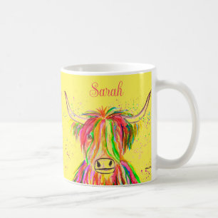 Rainbow highland cow Watercolor Nature Farm Animal Coffee Mug