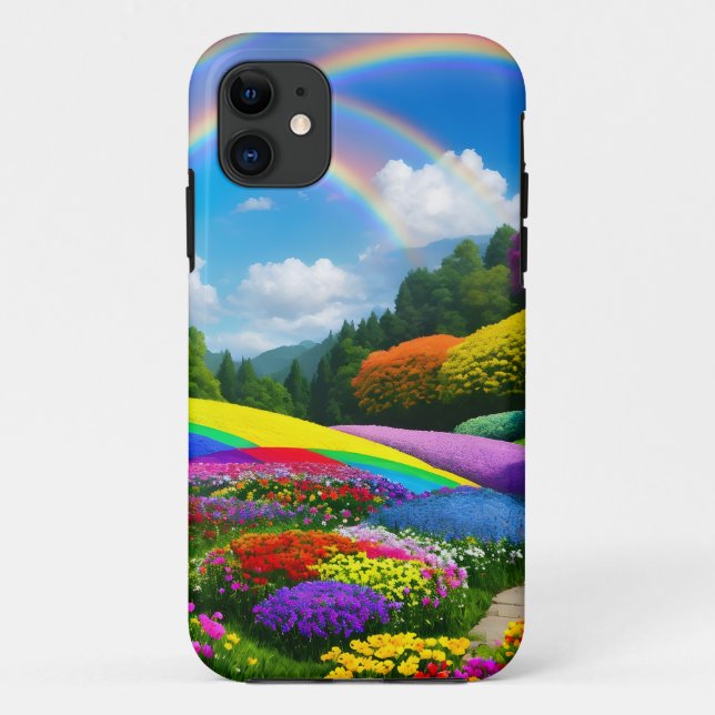 Rainbow Hills and Flowers Two Case-Mate iPhone Case (Back)