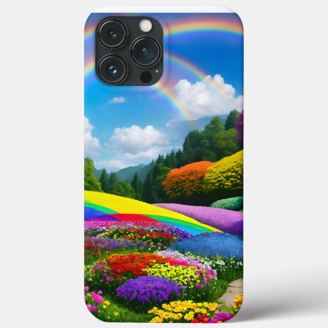 Rainbow Hills and Flowers Two Case-Mate iPhone Case (Back)