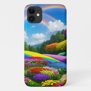 Rainbow Hills and Flowers Two iPhone 11 Case