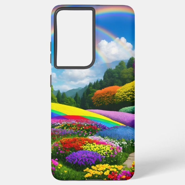 Rainbow Hills and Flowers Two Samsung Galaxy S21 Ultra Case (Back)