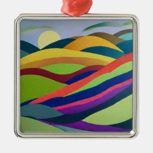Rainbow Hills Landscape Metal Ornament
