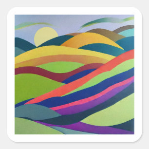 Rainbow Hills Landscape Square Sticker