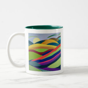Rainbow Hills Landscape Two-Tone Coffee Mug