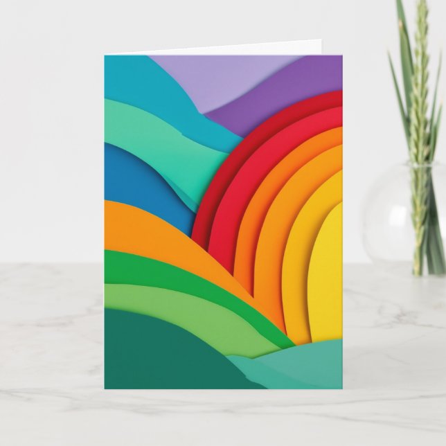 Rainbow Hills Paper Collage Card (Front)