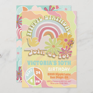 Rainbow Hippie Birthday Party Invitation