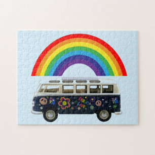 RAINBOW HIPPIE VAN JIGSAW PUZZLES