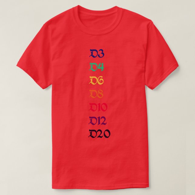 Rainbow Hit Dice T-Shirt (Design Front)
