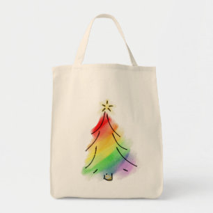 Rainbow Holiday Tree Tote Bag