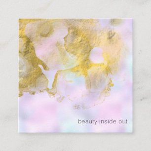 *~* Rainbow Holograghic Hair Beauty Unicorn AP1 Square Business Card