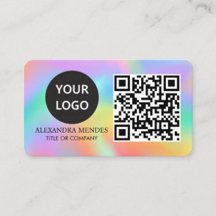 Rainbow Hologram Girly Luxury Stylish Business Card