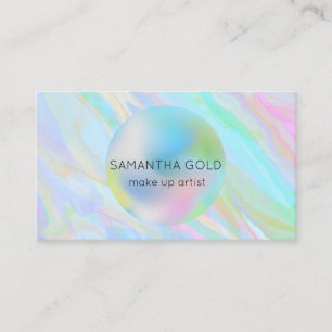Rainbow Holographic Aesthetician Qr Code Business  Card