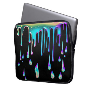 Rainbow holographic drip metal laptop sleeve