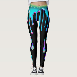 Rainbow holographic drip metal leggings
