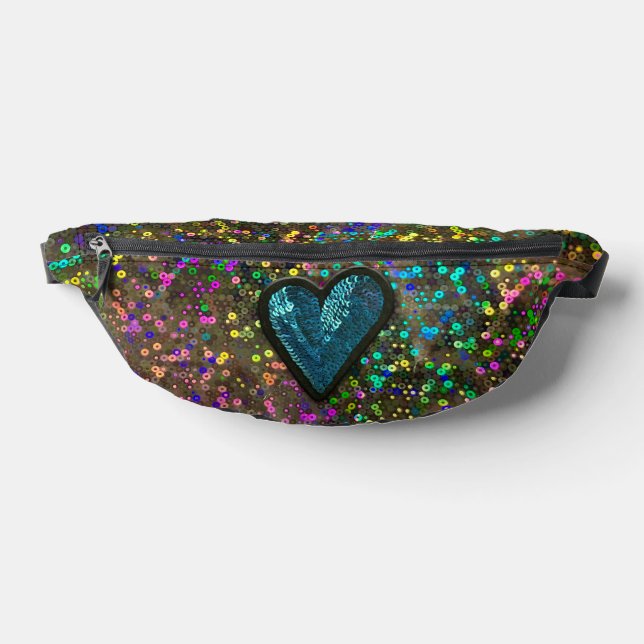 Rainbow Holographic Galaxy Heart Sequin Glam Bum Bags (Lay Down)