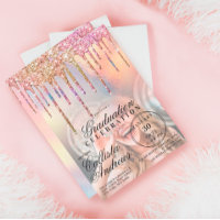 Rainbow Holographic Glitter Drips Photo Graduation