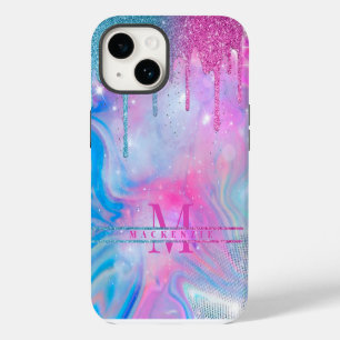 Rainbow holographic Glitter Drips Unicorn Case-Mat iPhone 14 Case