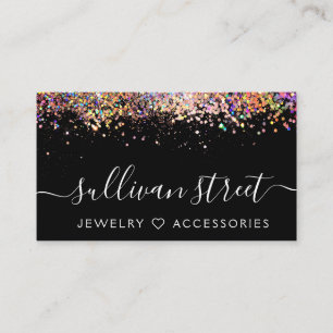 Rainbow Holographic Glitter Jewellery Boutique Business Card