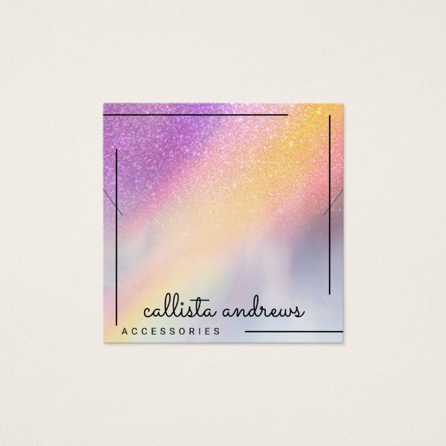 Rainbow Holographic Glitter Ombre Necklace Display (Front)