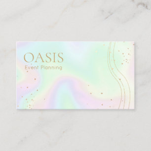 Rainbow Holographic Gold Accents Business Card