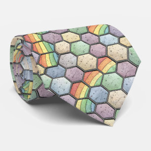 Rainbow Honeycomb Mosaic – Hexagonal Tile Tie