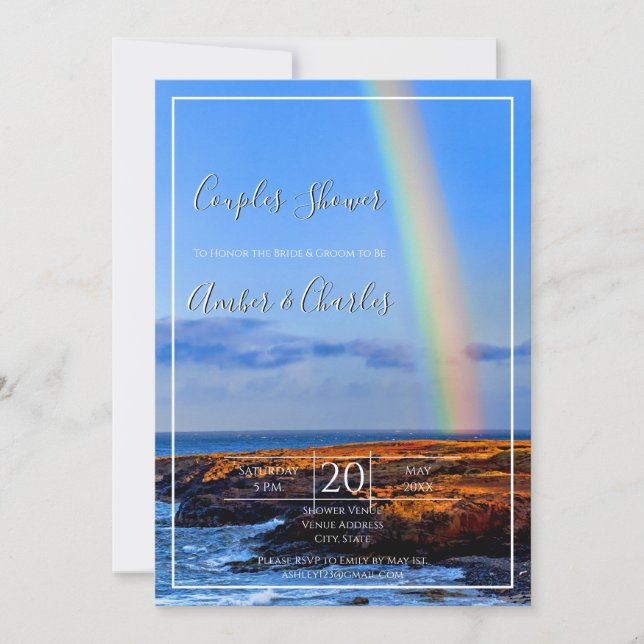 Rainbow, Hope & Happiness, Wedding Couples Shower Invitation (Front)