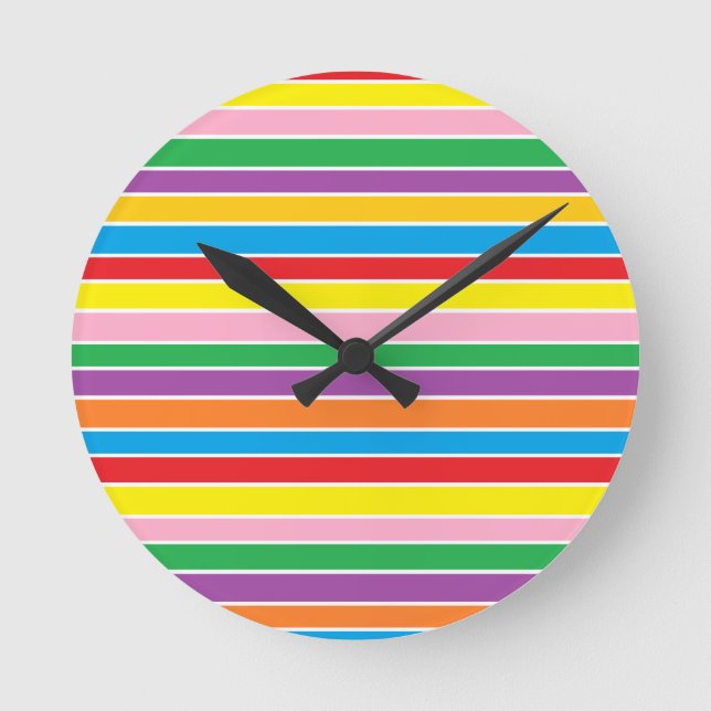 Rainbow Horizontal Stripes Round Clock (Front)